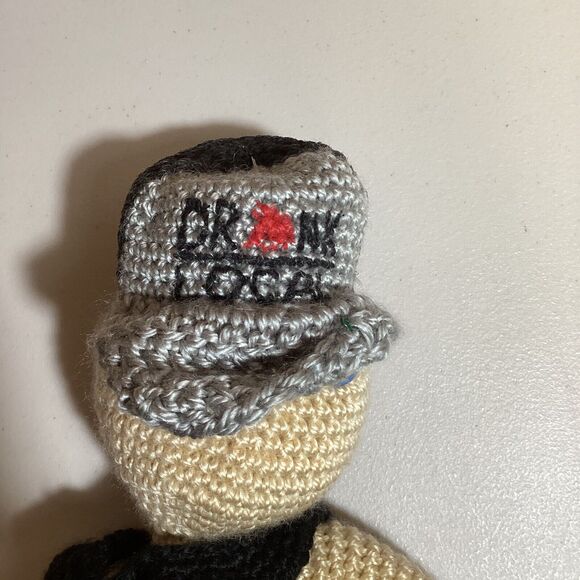 Handmade Crocheted Skater Dude 19” Plush Toy With Drink Local Hat Dad Gift - Picture 3 of 5